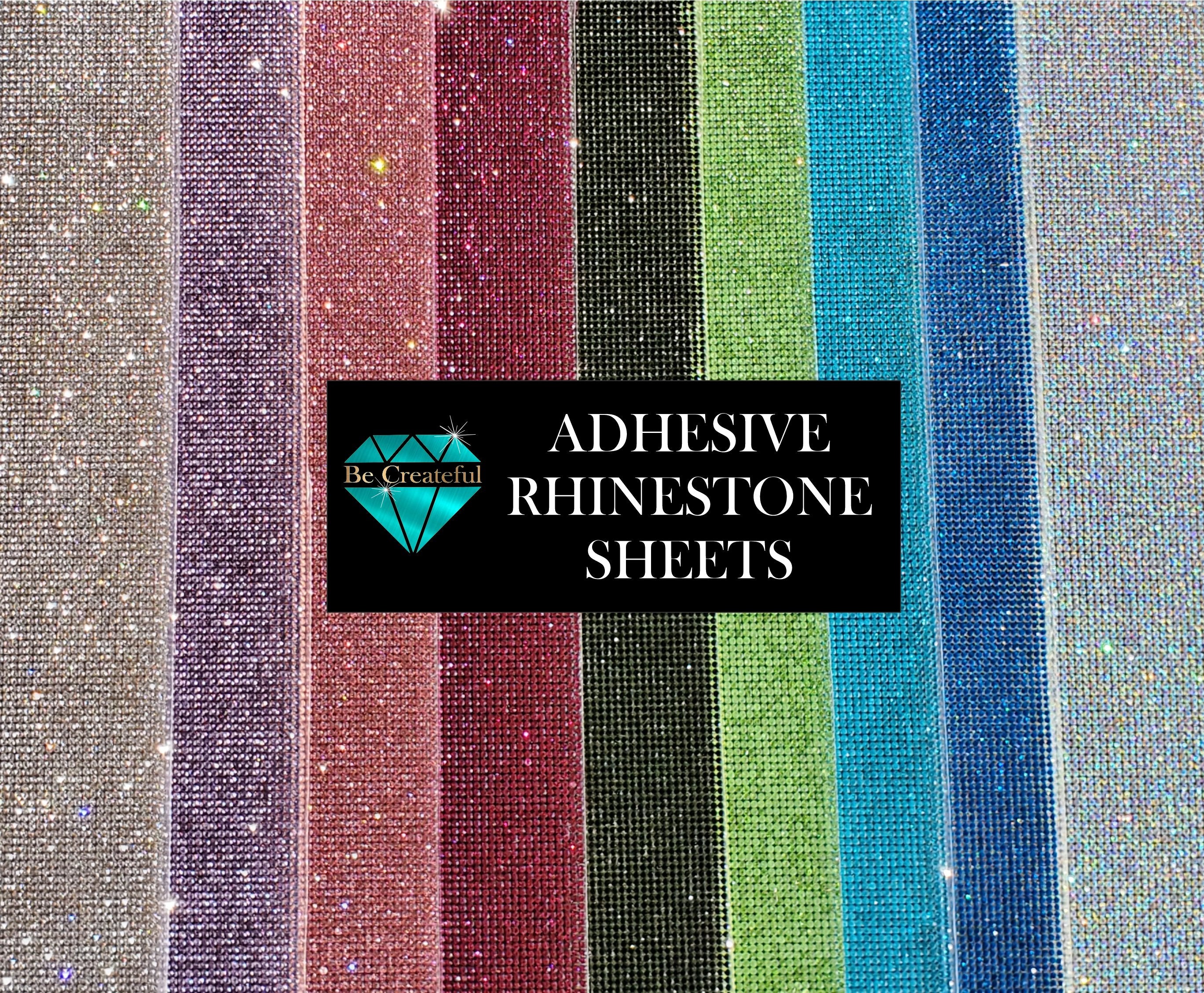 Adhesive Jet Black Glass Rhinestone Sheets