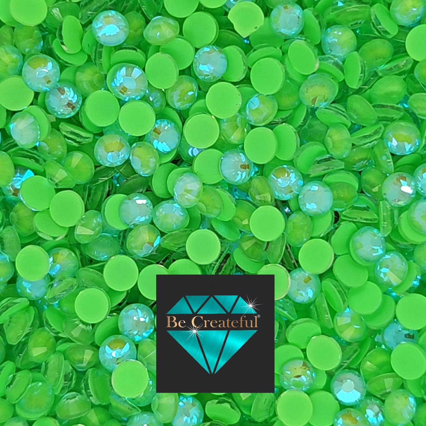 FLATBACK Neon Peridot AB Rhinestones