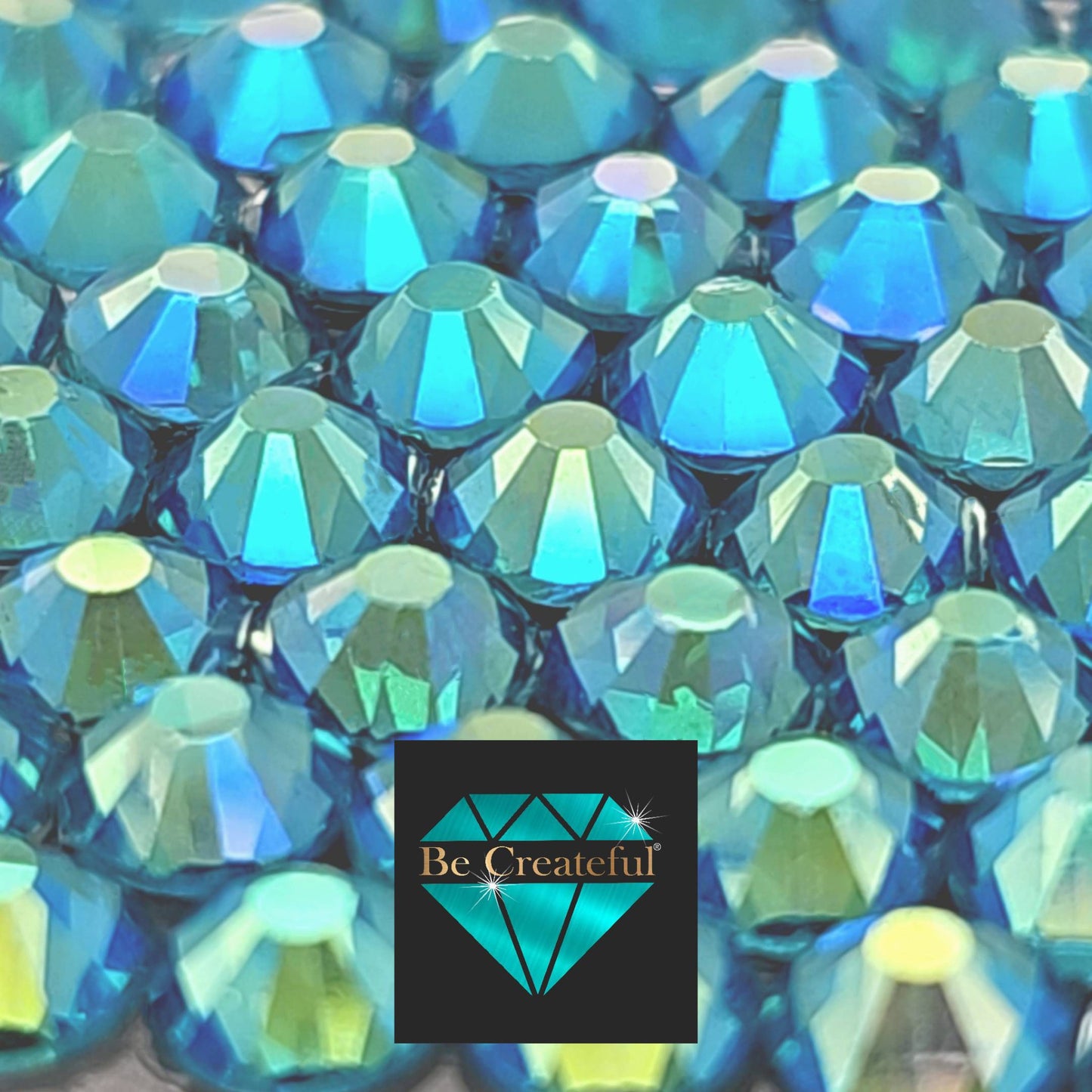 Multi-Size Aquamarine AB Flatback Rhinestones