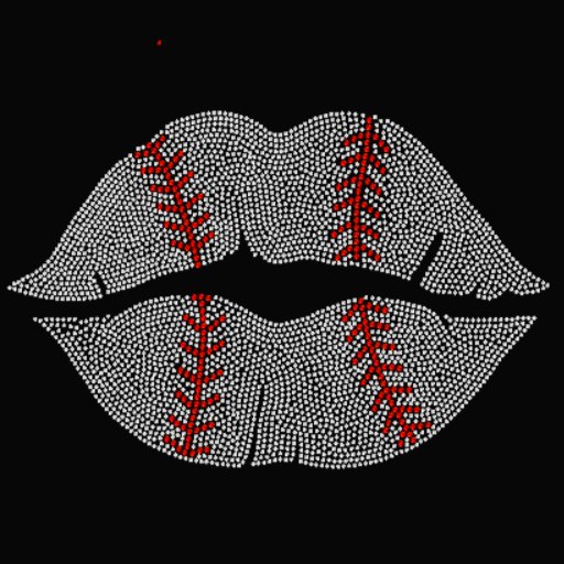 Baseball Stitch Lips Rhinestone Transfer