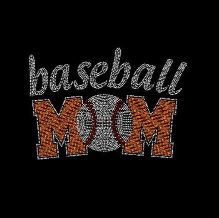 Baseball Mom rhinestone design in crystal and orange