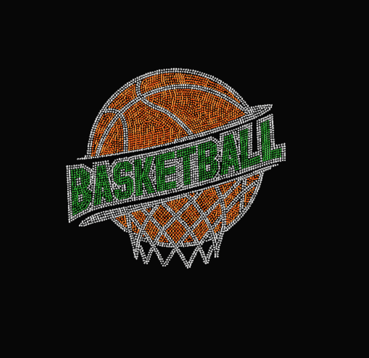 Basketball Rhinestone Transfer with green