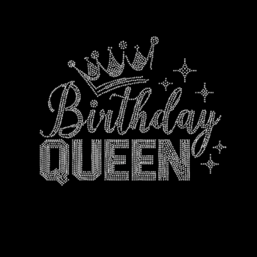 Birthday Queen with Crown Rhinestone Transfer