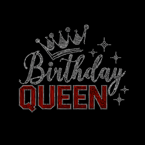 Birthday Queen with Crown Rhinestone Transfer