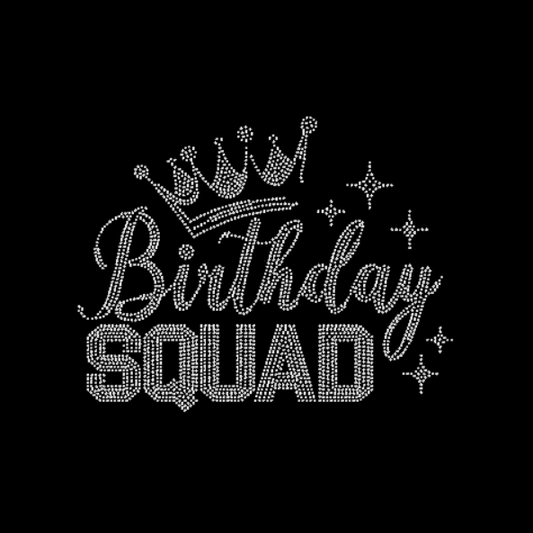 Birthday Squad with Crown Rhinestone Transfer