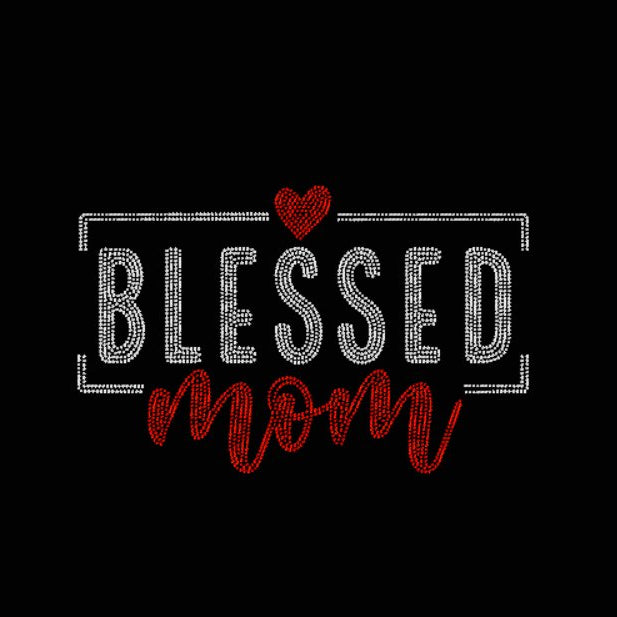 Blessed Mom Rhinestone Transfer