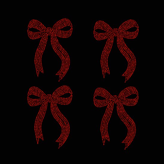 Small Rhinestone Bow set of 4 in red