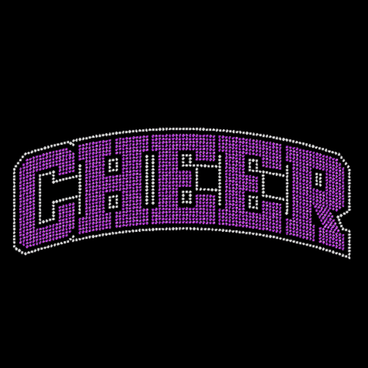 Curved Cheer Rhinestone Transfer