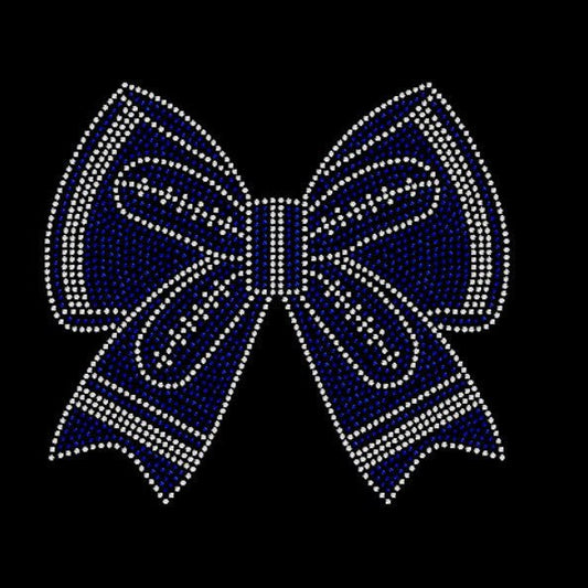 Blue Football Rhinestone Bow