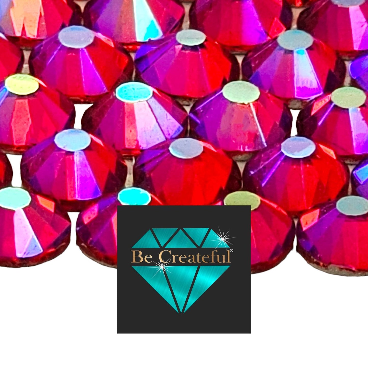 Multi-Size Light Siam AB Flatback Rhinestones