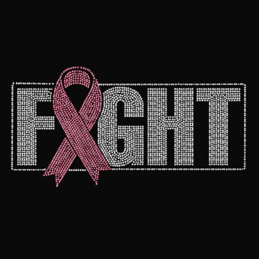 Fight with Pink Cancer Ribbon Rhinestone Transfer