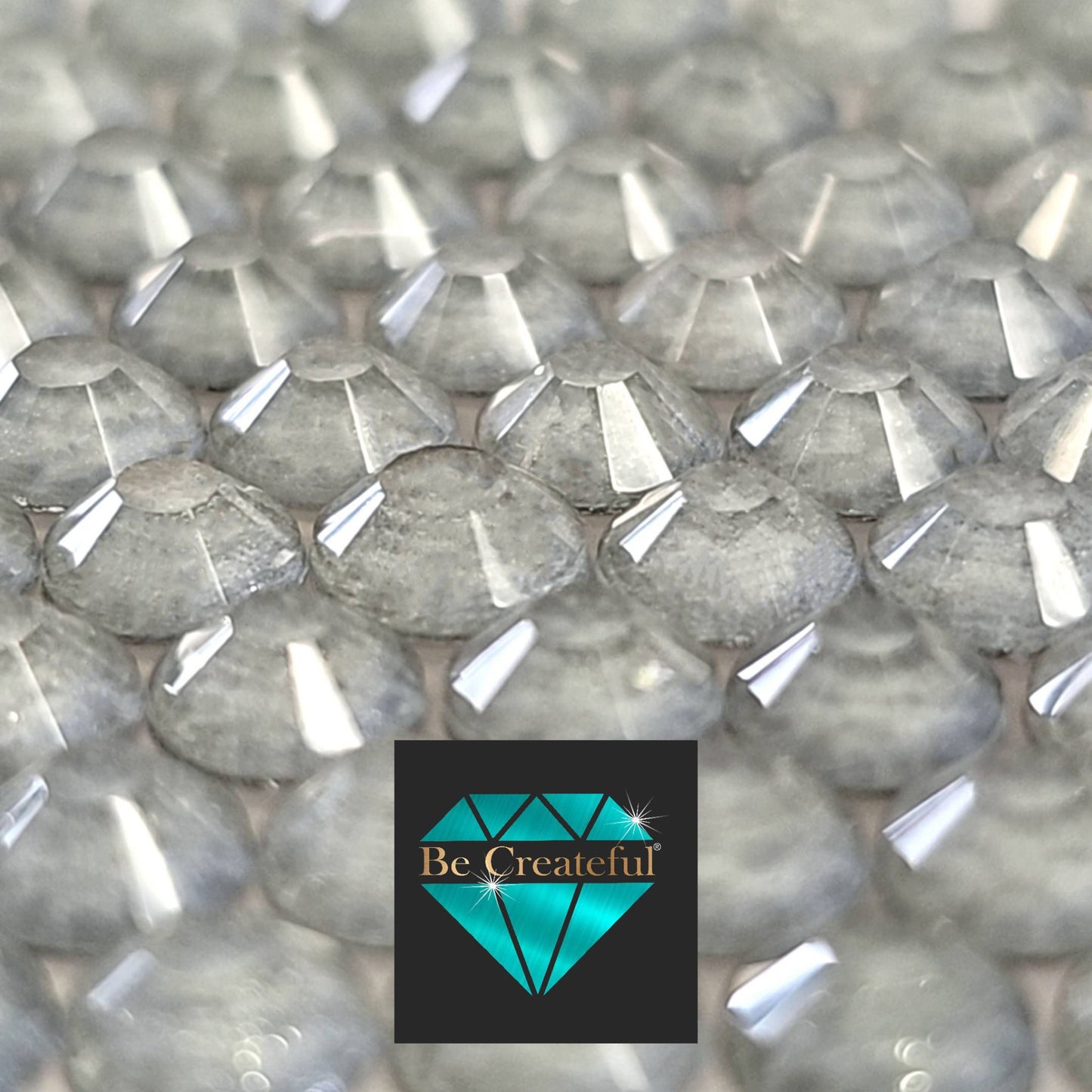 FLATBACK Frosted Black Diamond Glass Rhinestones