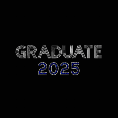 Graduate 2025 in crystal and blue