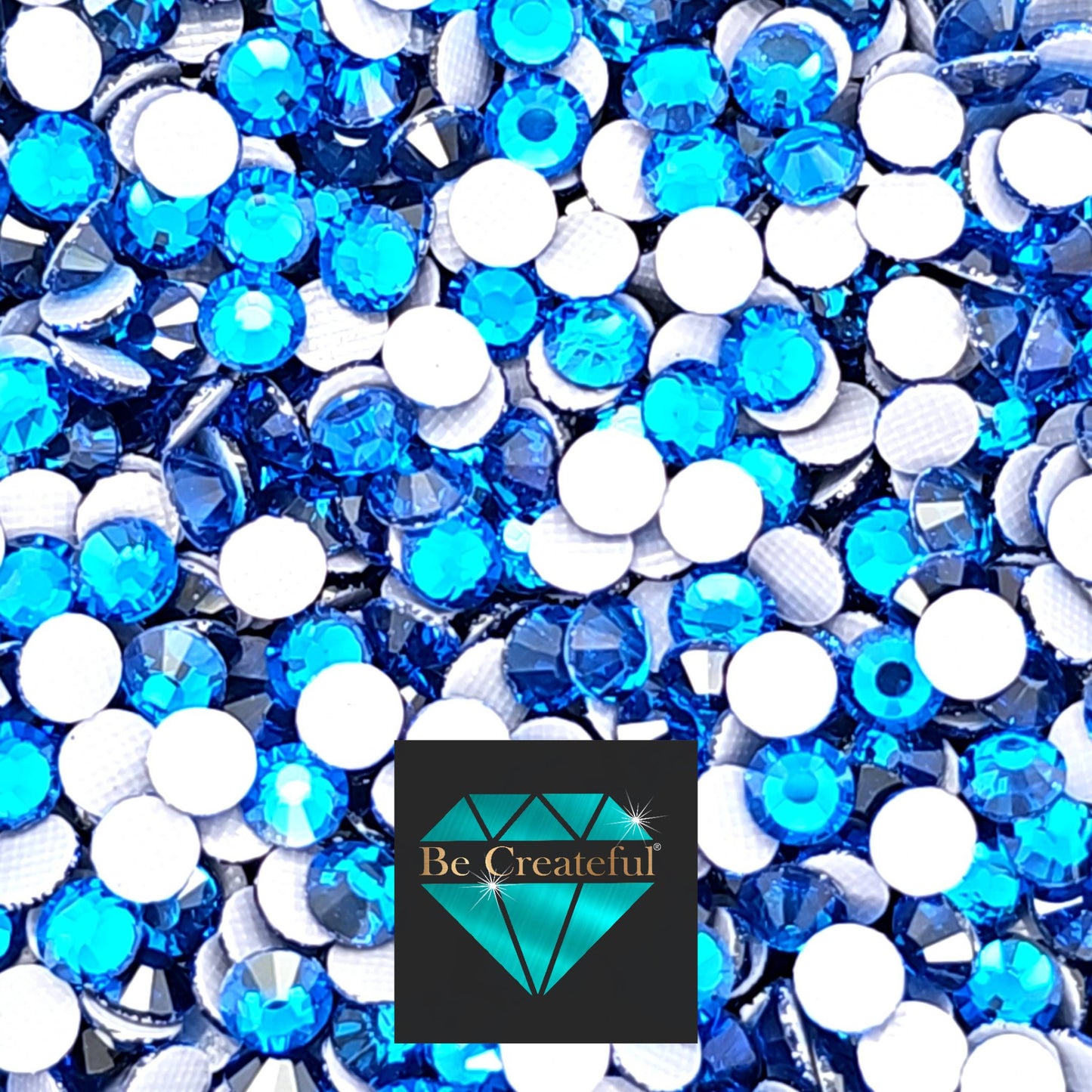 LUXE Capri Blue Hotfix Rhinestones are high-quality 16 Facet Glass Rhinestone with intense sparkle and refraction.