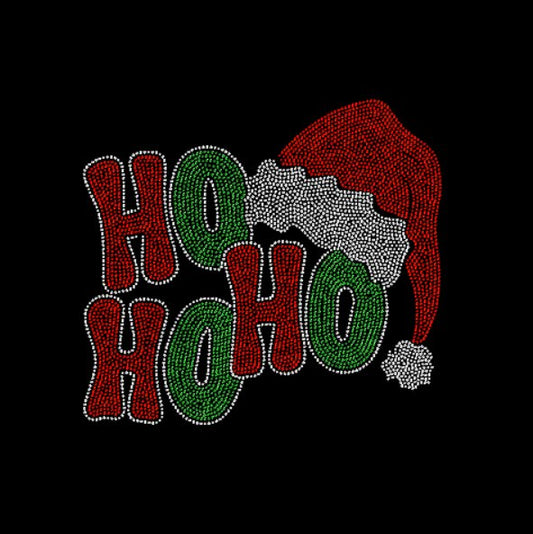 Ho Ho Ho Santa Hat Rhinestone Transfer!