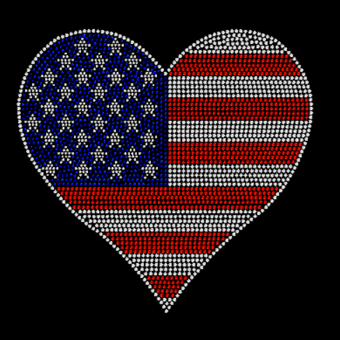 Heart Flag Rhinestone Transfer