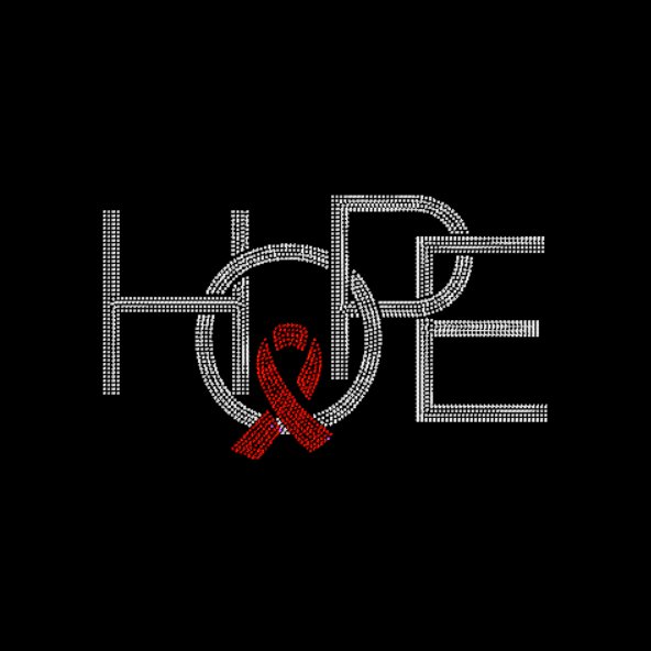 Hope with Cancer Ribbon Rhinestone Transfer