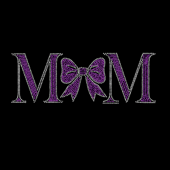Purple Mom Filled with Bow Rhinestone Transfer