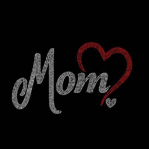 'Mom' rhinestone design, blue jeans. Perfect for Mother's Day!