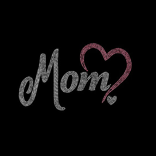 'Mom' rhinestone design, blue jeans. Perfect for Mother's Day!