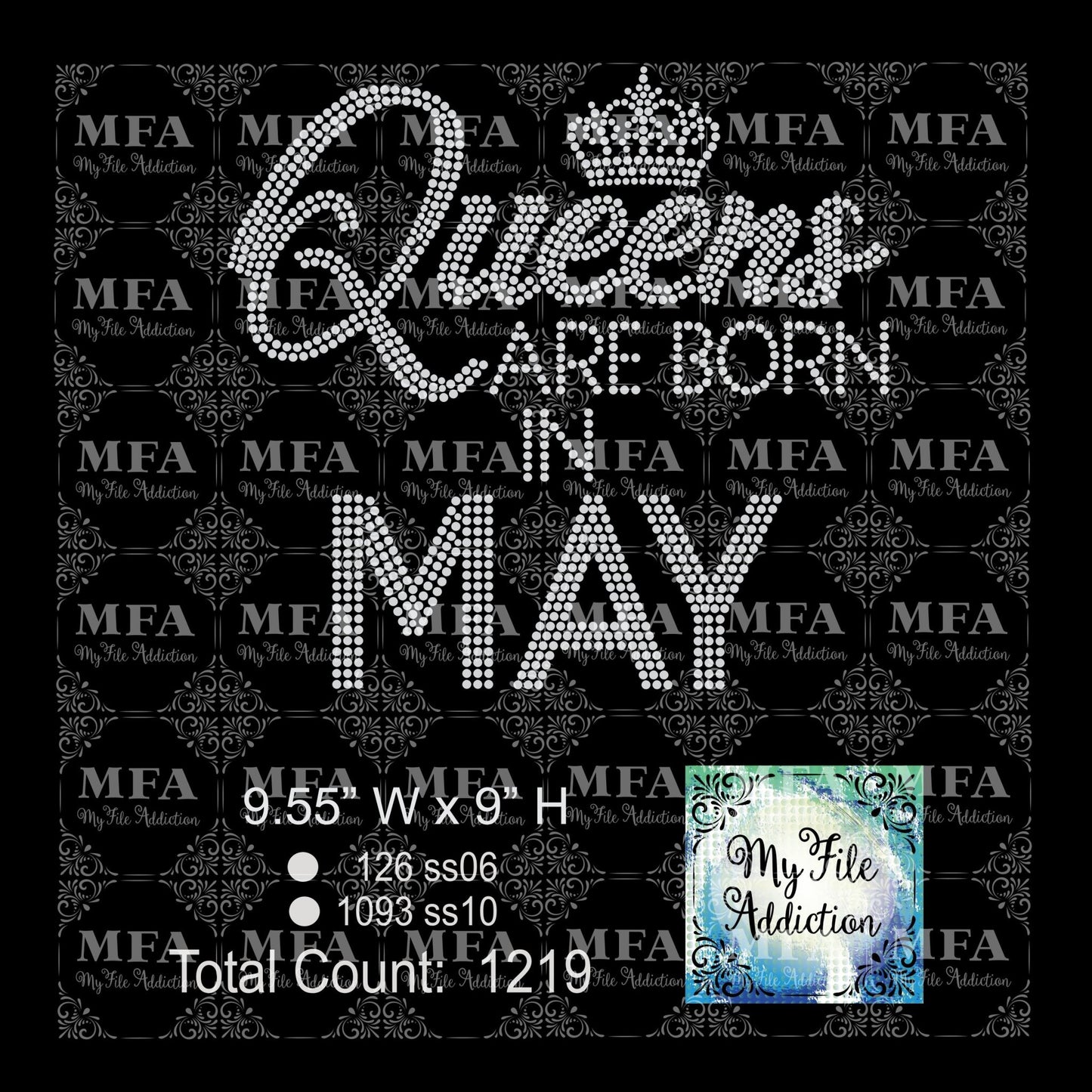 Queens are born in May Rhinestone Transfer