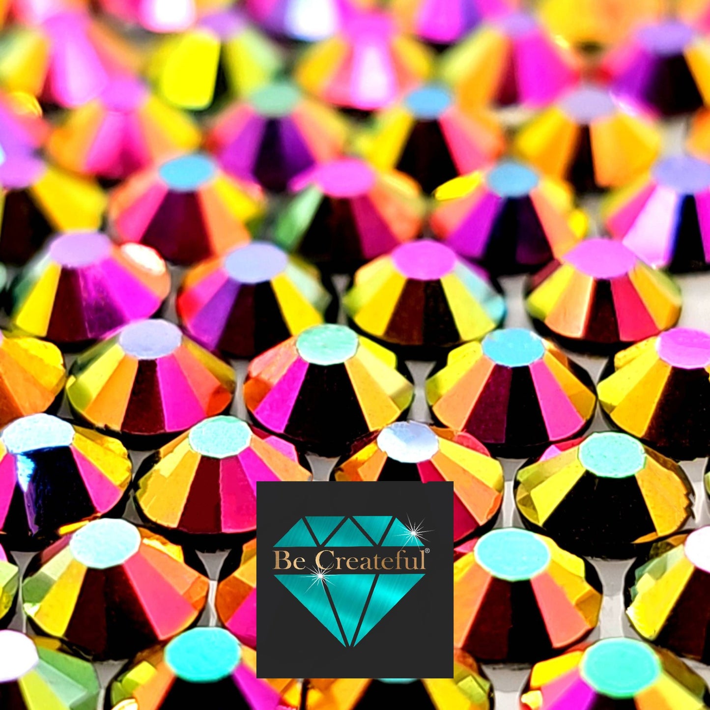 FLATBACK Rainbow GOLD Rhinestones