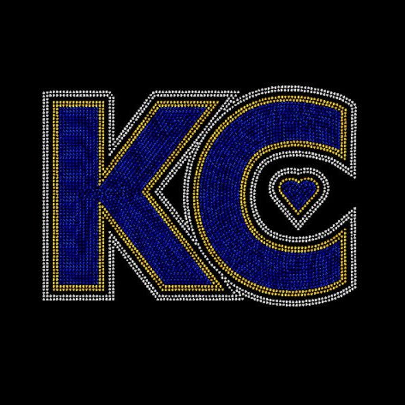 KC with Small Heart Inside Rhinestone Transfer
