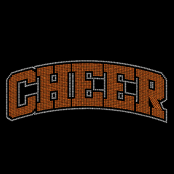Curved Cheer Rhinestone Transfer