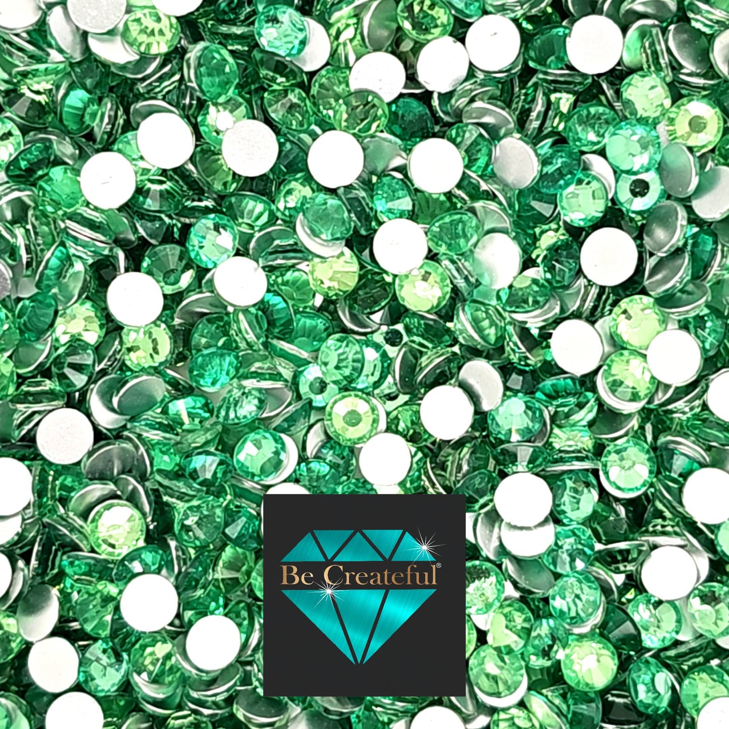 Multi-Size Spring Green Flatback Rhinestones