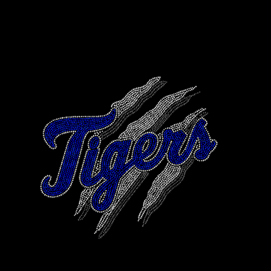 Tigers Claw Mascot Rhinestone design in Blue and black