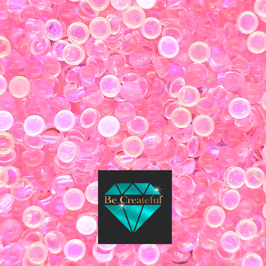 Multi-Size Mermaid Tear Transparent Pink AB Flatback Rhinestones