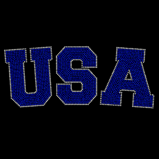 USA with outline Rhinestone Transfer