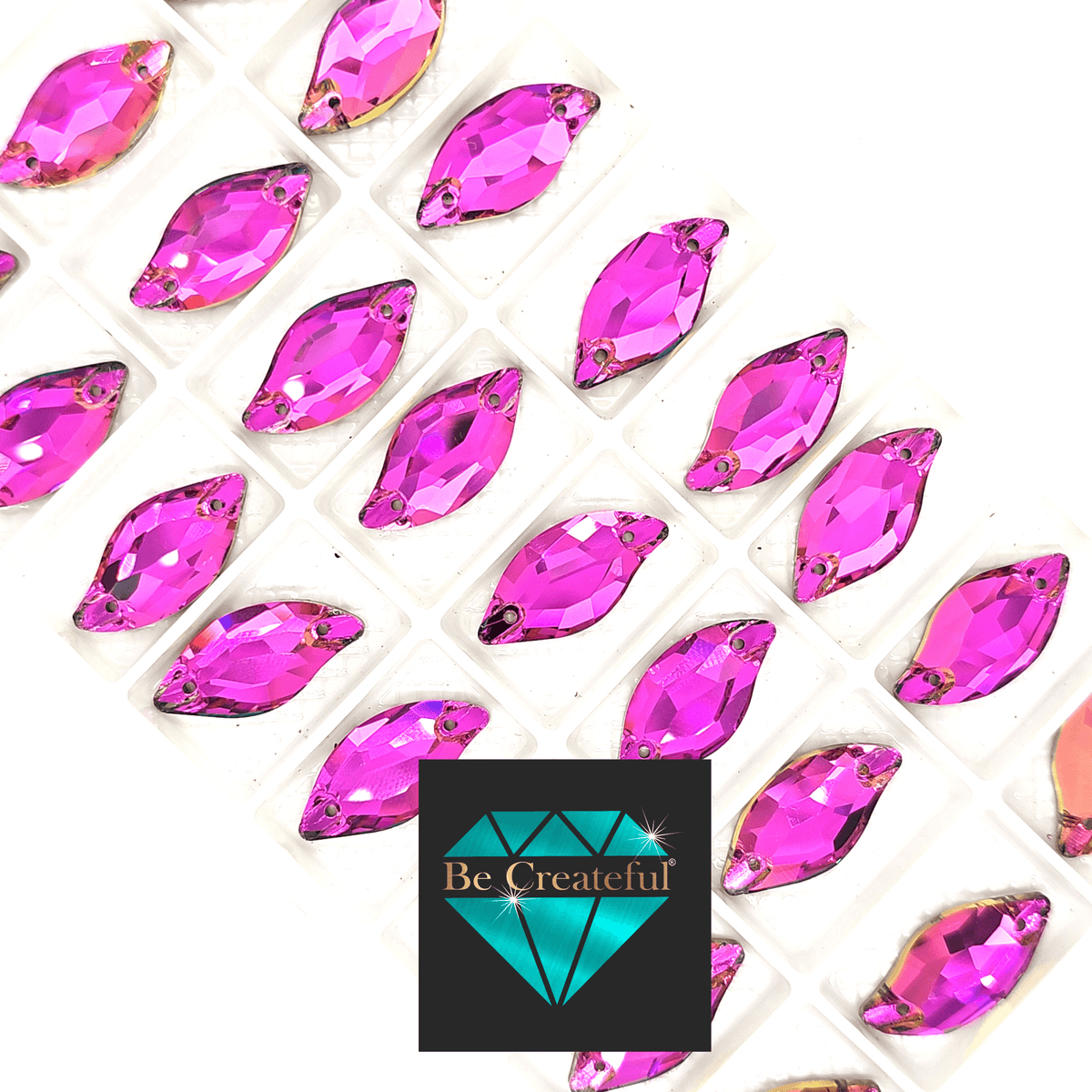 Vitrail Rose Diamond Leaf SHAPED Glass Sew On Rhinestones