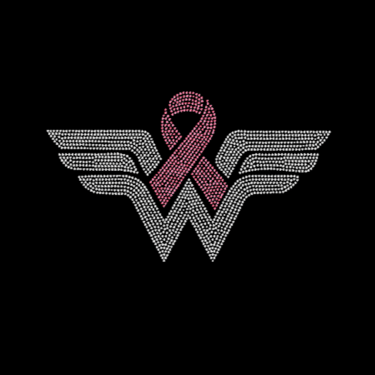Cancer Awareness Wonder Woman Rhinestone Transfer