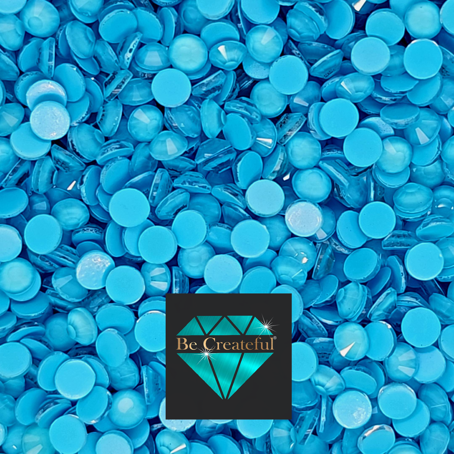 Multi-Size Frosted Aqua Flatback Rhinestones
