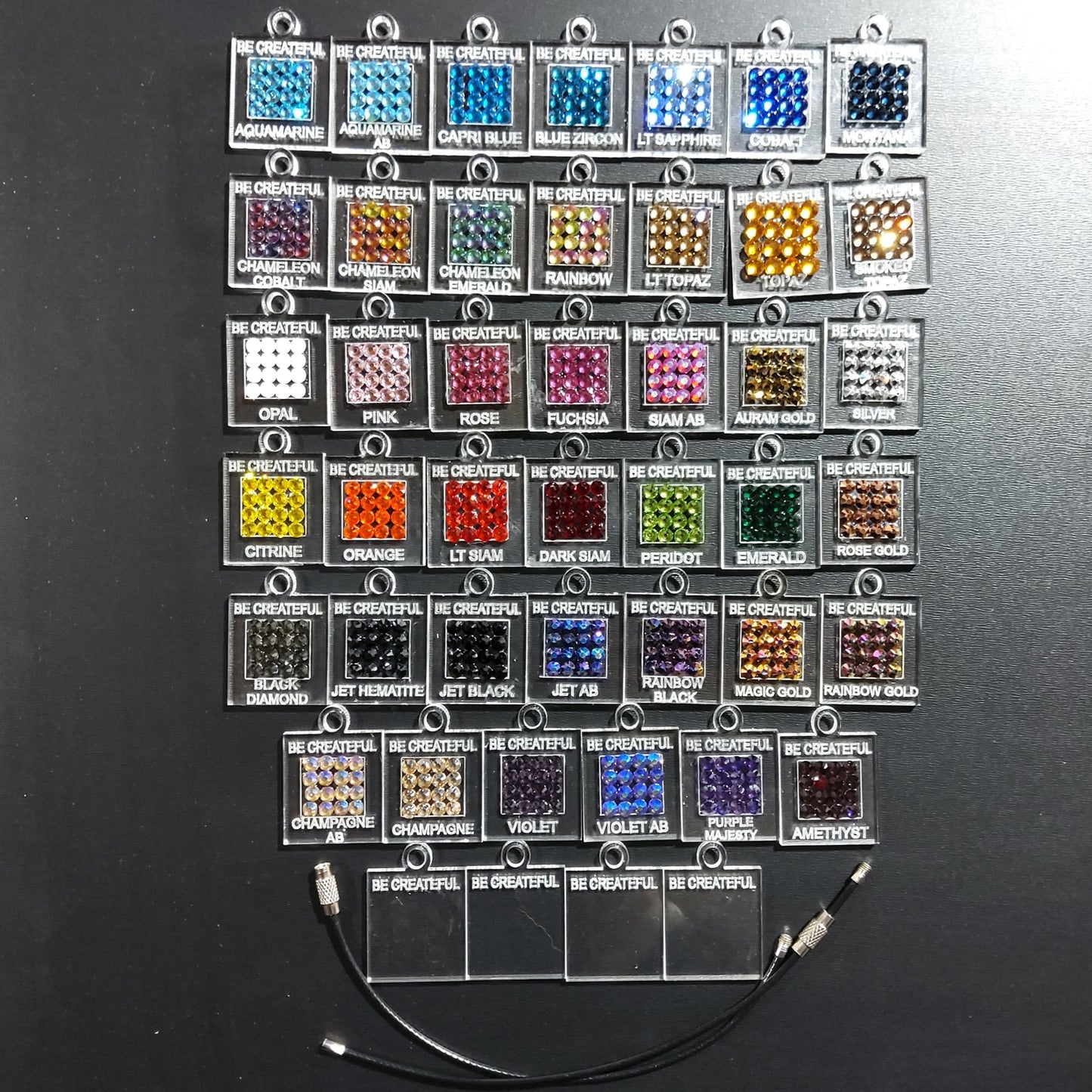 Rhinestone Color Swatch Charms-Set of 45