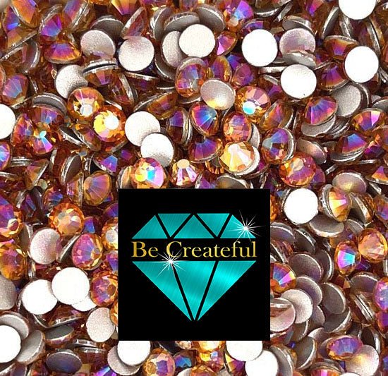 Multi-Size Champagne AB Flatback Glass Rhinestones