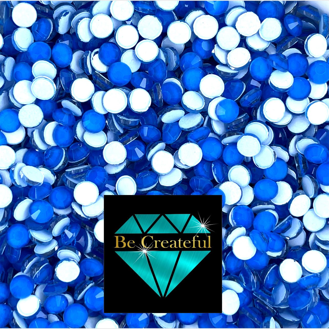 Multi-Size Neon Blue Flatback Glass Rhinestone - Neon Blue Flatback Glass Rhinestone -Neon Blue Rhinestone - Blue Rhinestone
