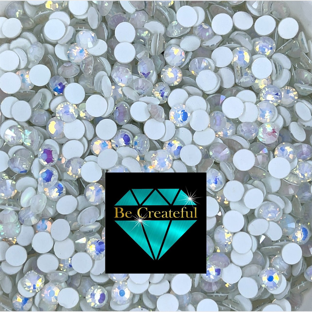 Multi-Size Luminous Opal White Flatback Glass Rhinestones - Glass Rhinestone-Mixed sized rhinestones - Multi-size rhinestone