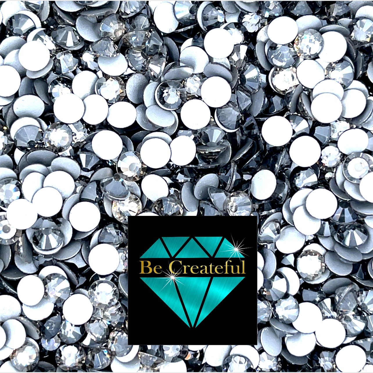 Multi-Size Black Diamond Flatback Glass Rhinestones