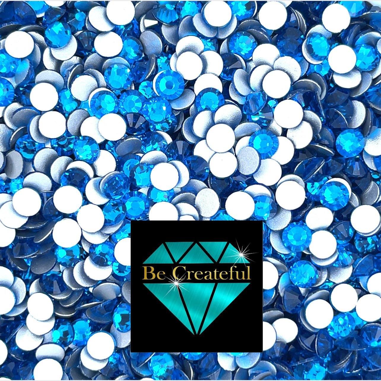Multi-Size Capri Blue Flatback Glass Rhinestones