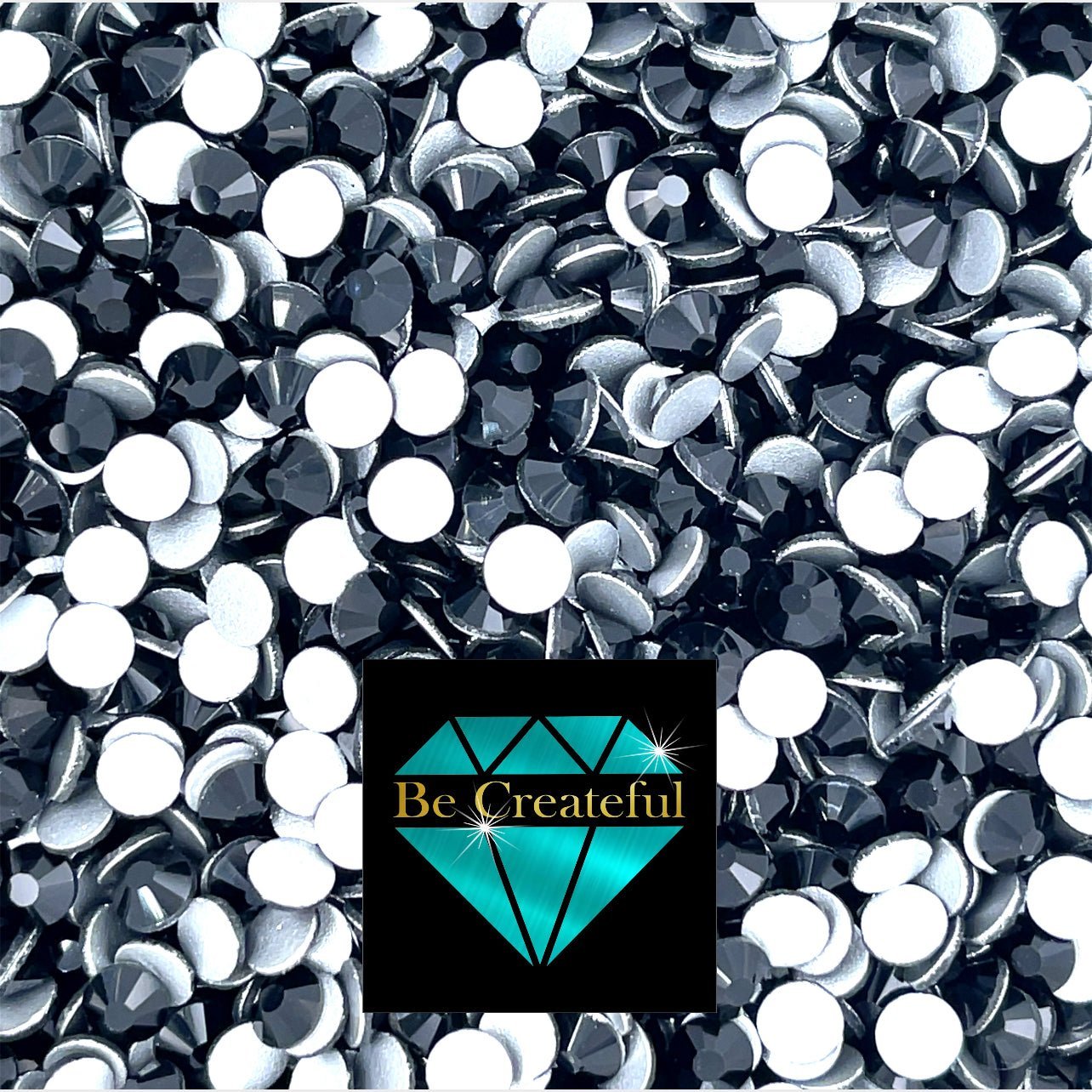 BULK Flatback Jet Black Glass Rhinestones - Flatback Black Rhinestones - Flatback Rhinestones - BULK Rhinestones - Rhinestone