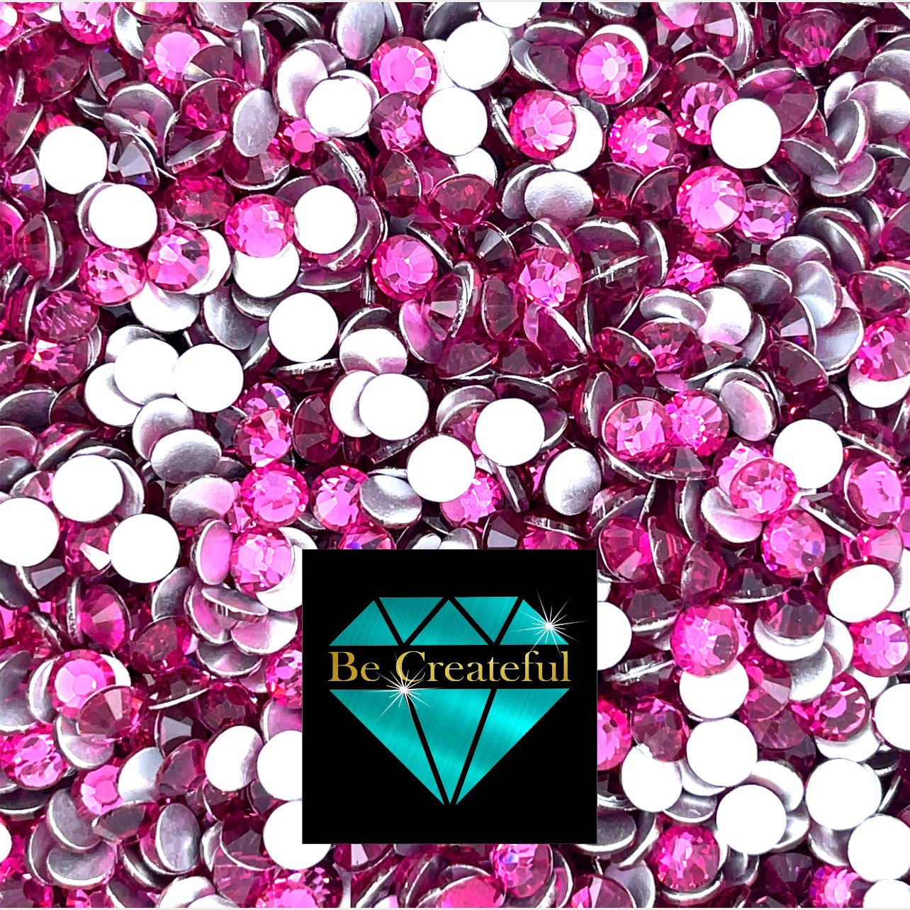 Flatback Foil Fuchsia/Hot Pink Glass Rhinestones - Be Createful, Beautiful Rhinestones at wholesale prices.