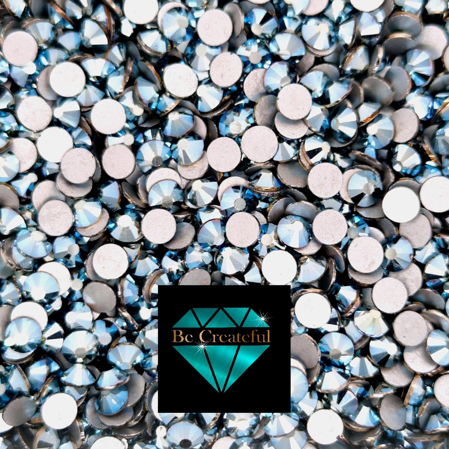 Flatback Foil Metal Blue Glass Rhinestones