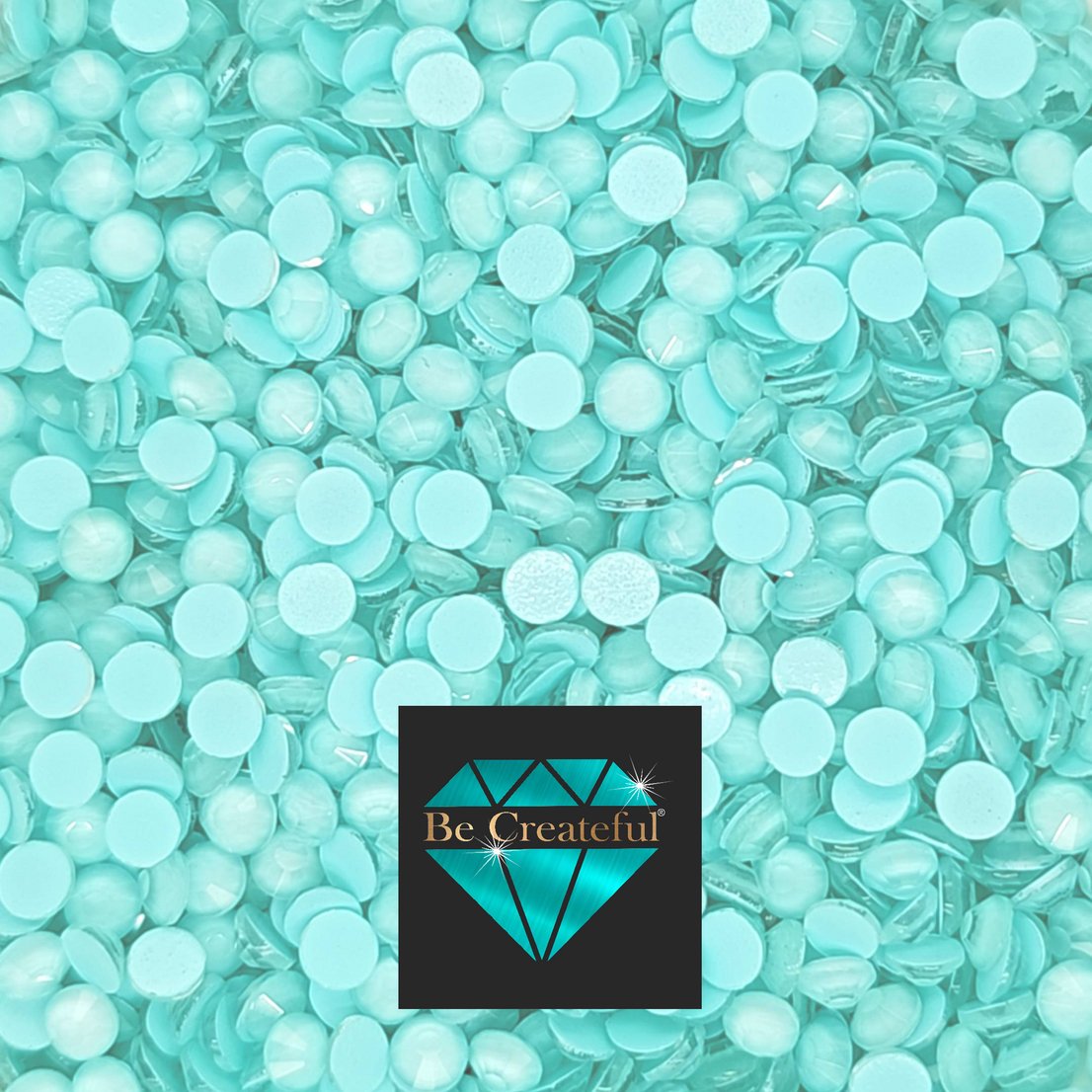 FLATBACK Frosted Seafoam Green Glass Rhinestones