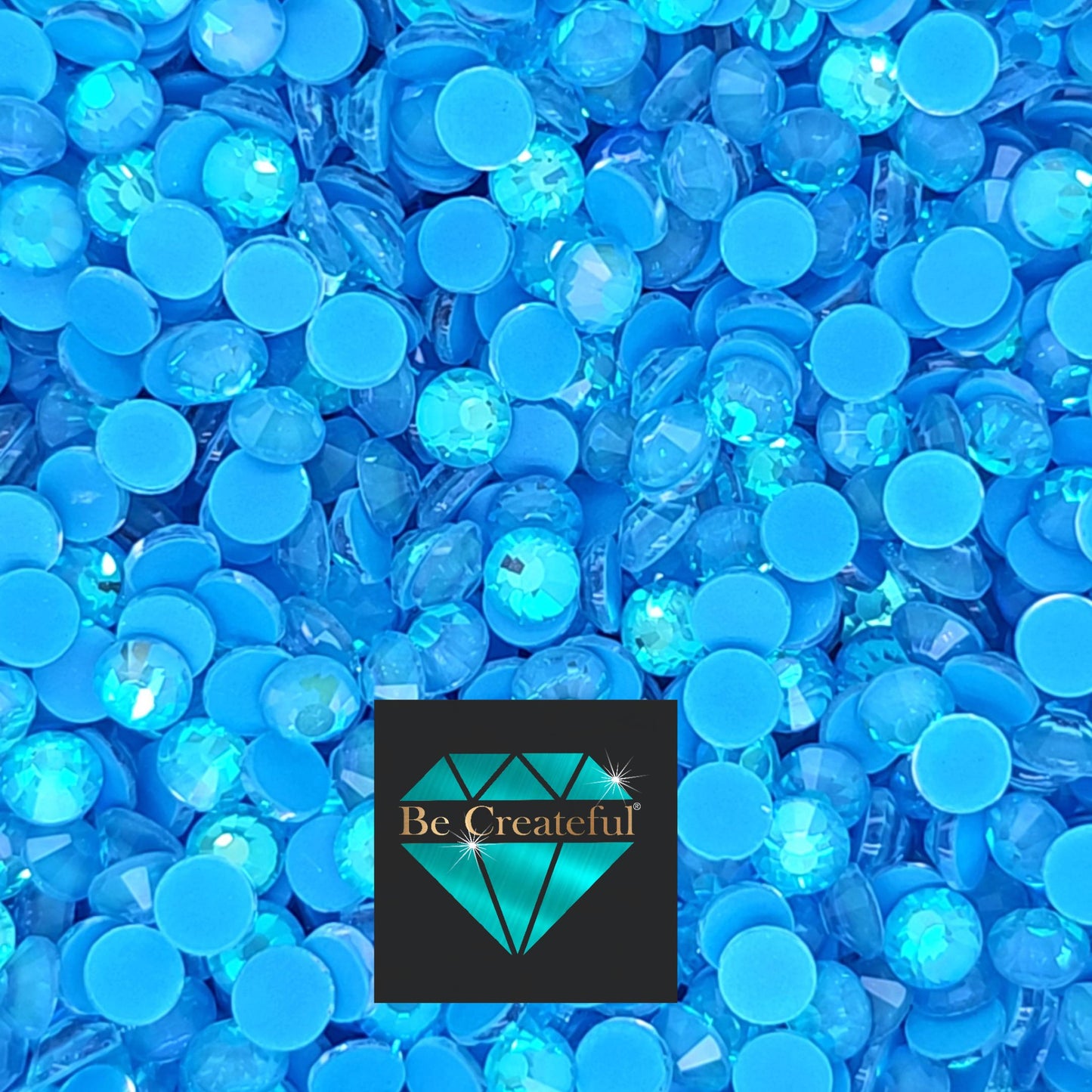 Multi-Size Neon Aqua AB Flatback Rhinestones