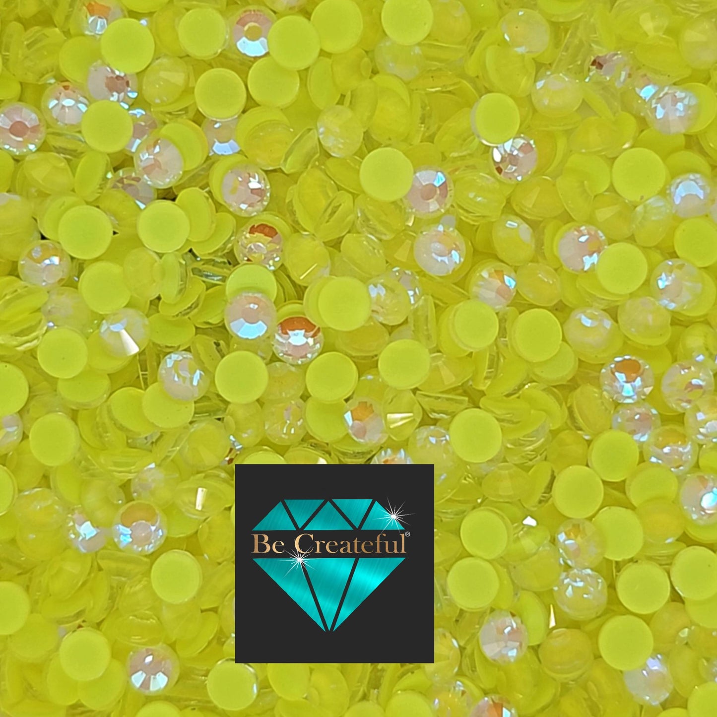 Multi-Size Neon Citrine AB Flatback Rhinestones