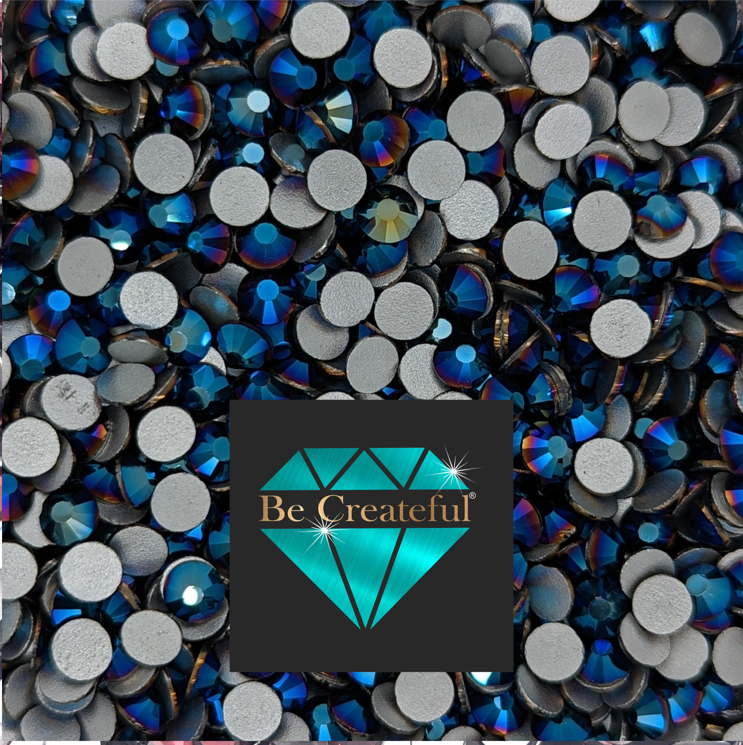 Flatback Foil Metallic Blue Glass Rhinestones-Glass rhinestone