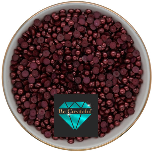 Burgundy Wine Resin Decoden Cabochon Flatback Pearls