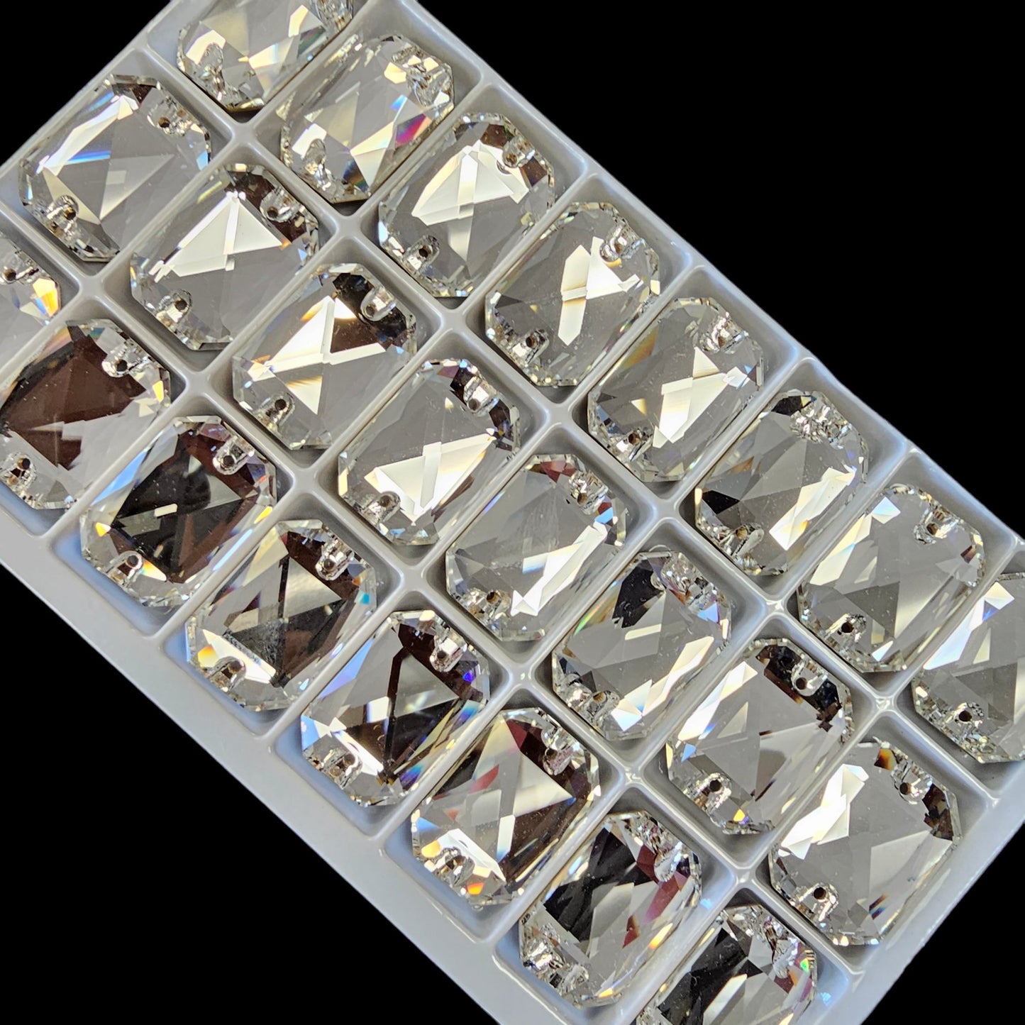 Fancy LUXE Glass Crystal EMERALD SHAPED Sew On Rhinestone - Octagon Shaped Sew On Rhinestone